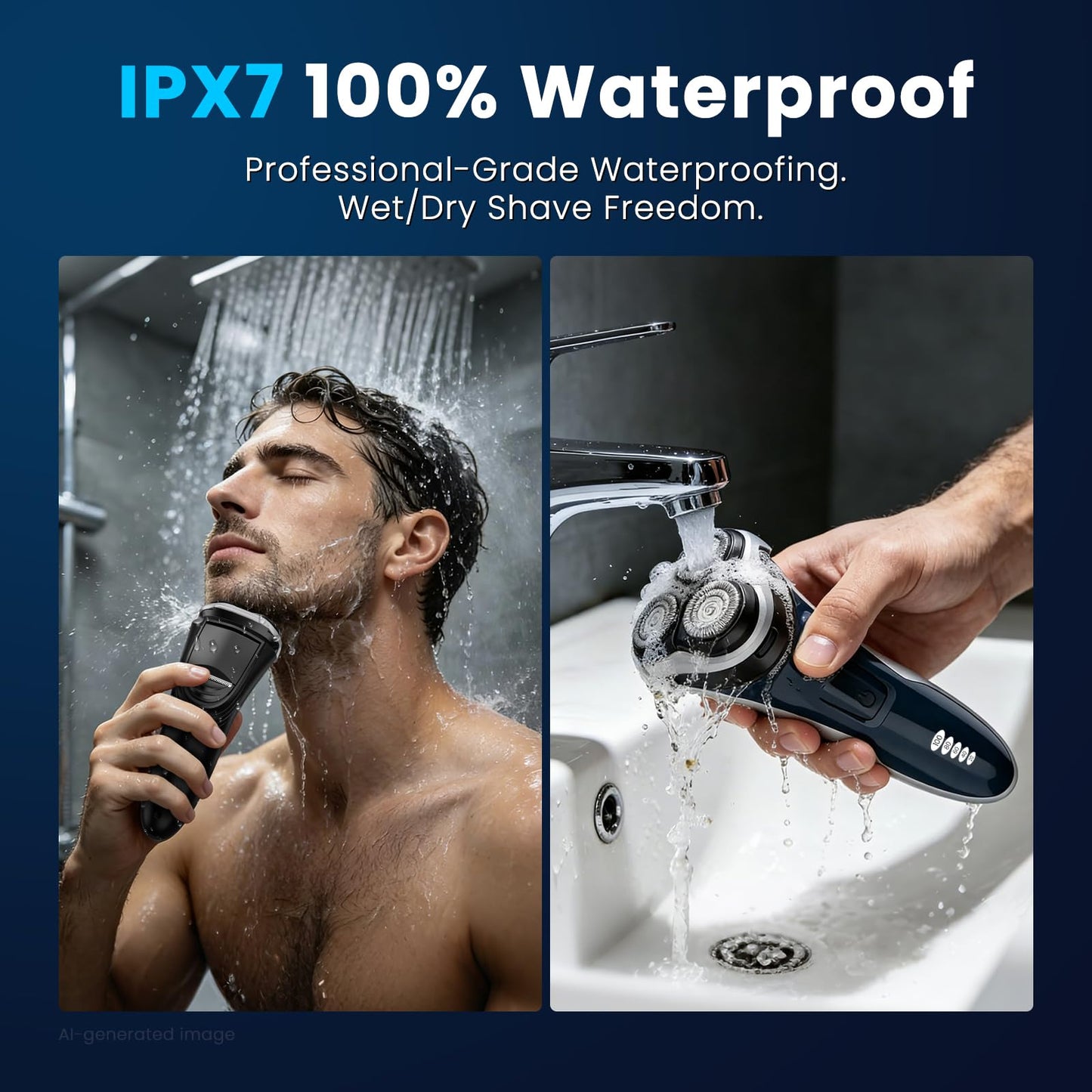 Phisco Rechargeable Electric Razor for Men: 120-Min Electric Shaver with 1-Hour USB-C Fast Charge - IPX7 Waterproof Wet/Dry Shaver - 10000RPM Powerful Beauty and Personal Care Phisco