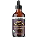 Viva Doria Organic Castor Oil, 4 Fl Oz | Virgin, Cold Pressed, Hexane-Free, Vegan | Nourishing Hair & Skin Care | Eyelash & Brow Serum | Glass Bottle Beauty & Personal Care Viva Doria