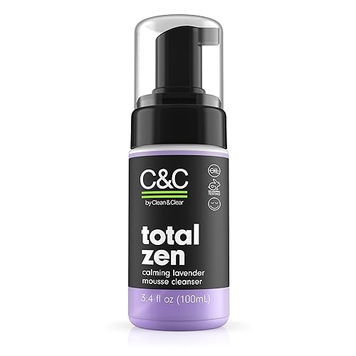 C&C by Clean & Clear Total Zen Calming Lavender Mousse Facial Cleanser to Remove Dirt, Relaxing Oil-Free Face Wash for Sensitive Skin, Not Tested Beauty & Personal Care C&C by Clean & Clear