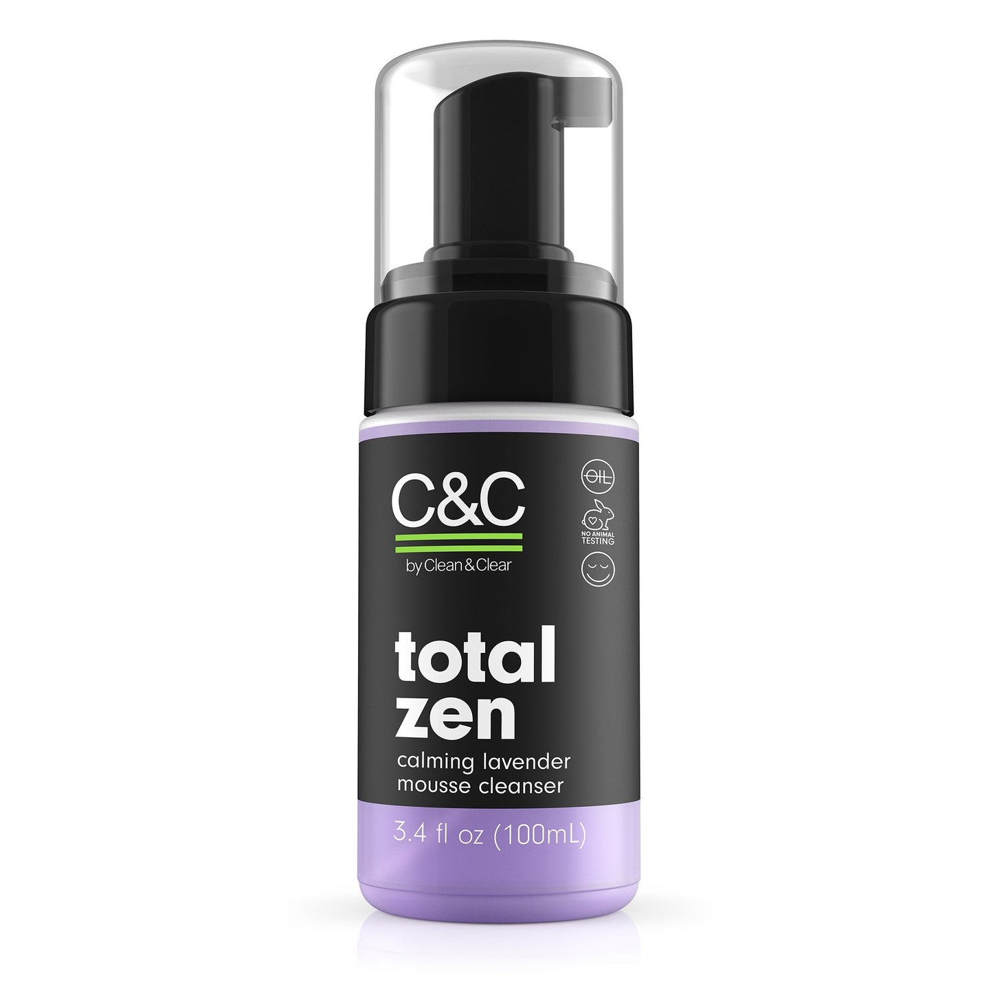 C&C by Clean & Clear Total Zen Calming Lavender Mousse Facial Cleanser to Remove Dirt, Relaxing Oil-Free Face Wash for Sensitive Skin, Not Tested Beauty & Personal Care C&C by Clean & Clear