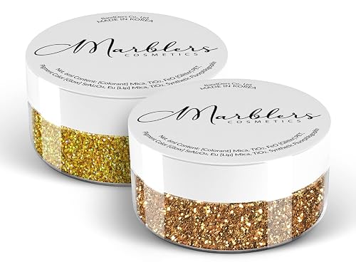 MARBLERS Twinkle Face & Body Glitter Duo [Dark Gold & Holo 24K Gold] 0.36oz (10g) | Non-Toxic | Cruelty-Free | Eyeshadow, Nail Polish, Nail Art | Beauty & Personal Care MARBLERS