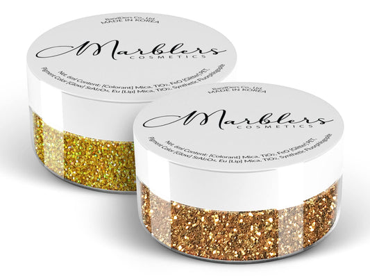 MARBLERS Twinkle Face & Body Glitter Duo [Dark Gold & Holo 24K Gold] 0.36oz (10g) | Non-Toxic | Cruelty-Free | Eyeshadow, Nail Polish, Nail Art | Beauty & Personal Care MARBLERS