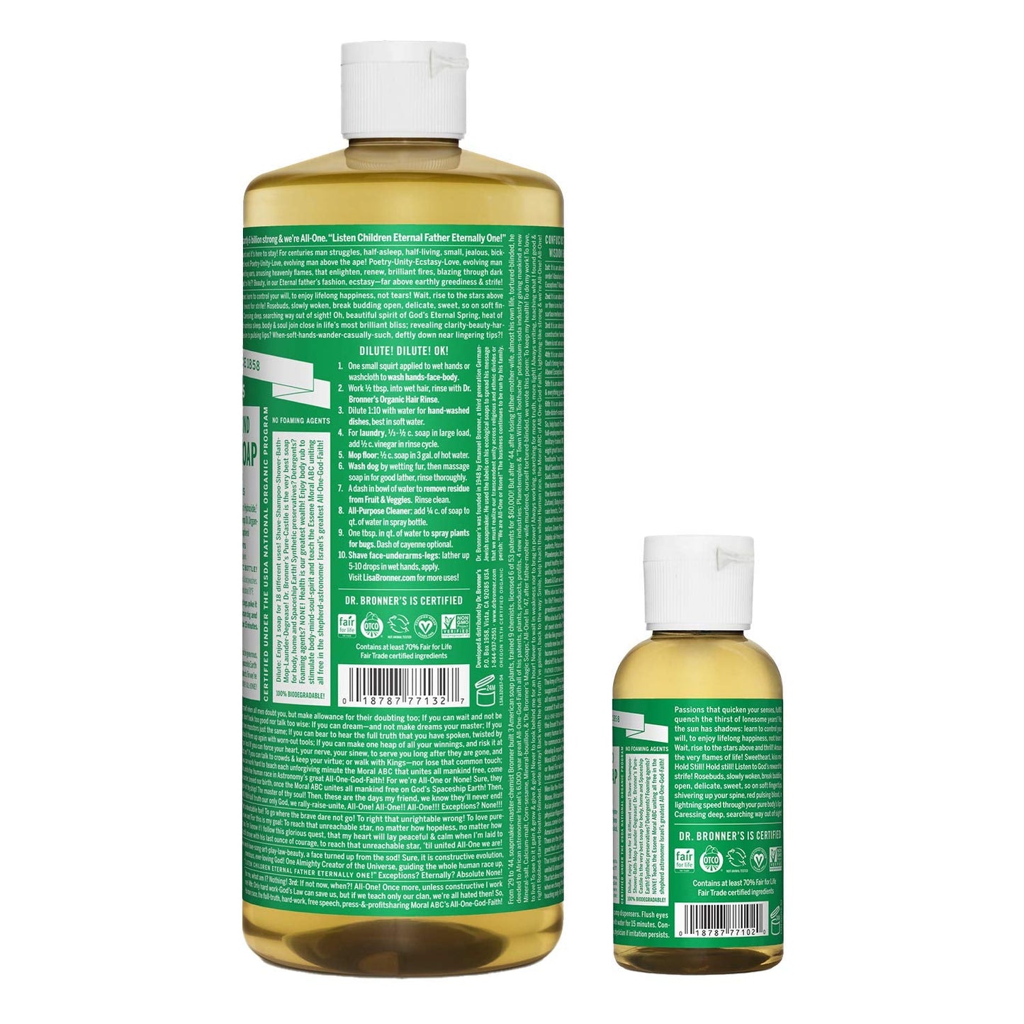 Dr. Bronner's Pure-Castile Liquid Soap - Almond Bundle. 32 oz. Bottle and 2 oz. Travel Bottle Beauty & Personal Care Dr. Bronner's