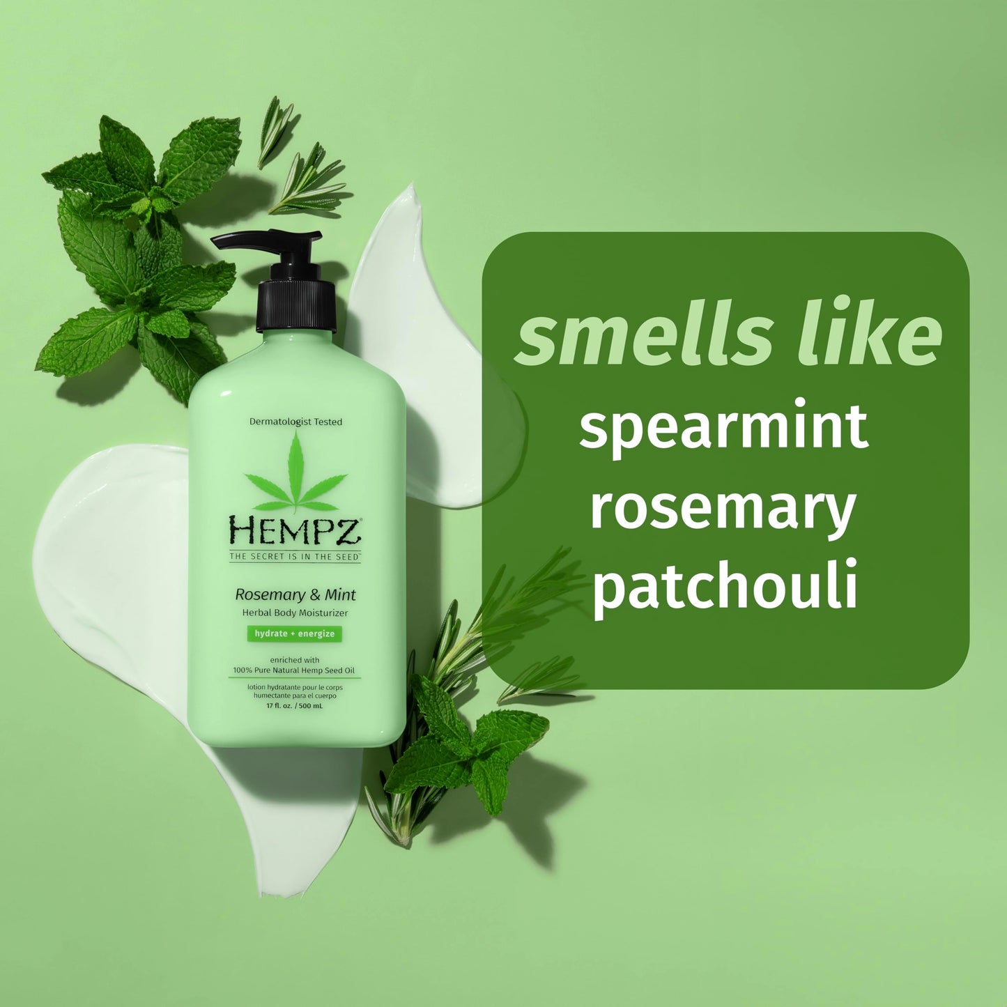 HEMPZ Body Moisturizer, Rosemary & Mint 17 Oz - Hydrating Lotion Rich with Minerals, Vitamin C, & Hempseed Oil to Nourish & Repair Extremely Dry or Beauty & Personal Care Hempz