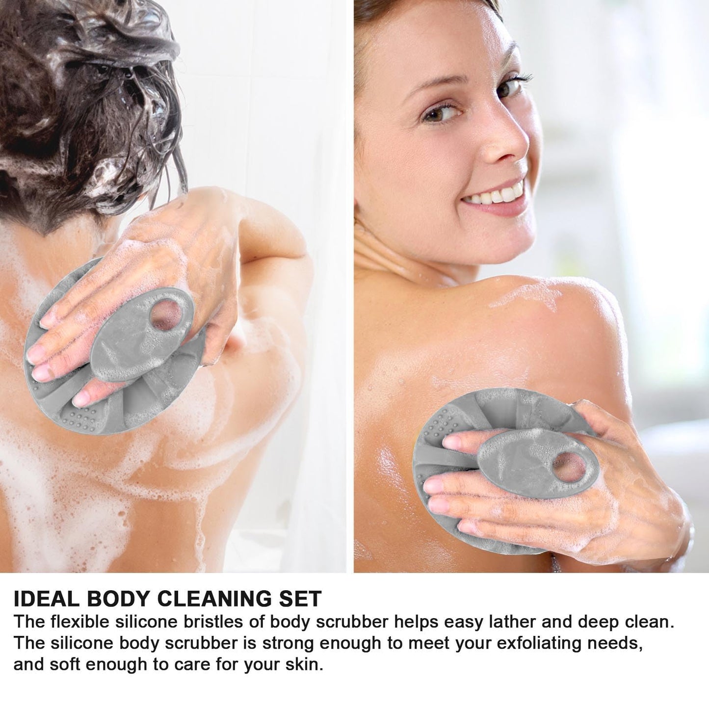 INNERNEED Soft Silicone Body Cleansing Brush Shower Scrubber, Gentle Exfoliating and Massage for All Kinds of Skin (Gray) Beauty & Personal Care INNERNEED