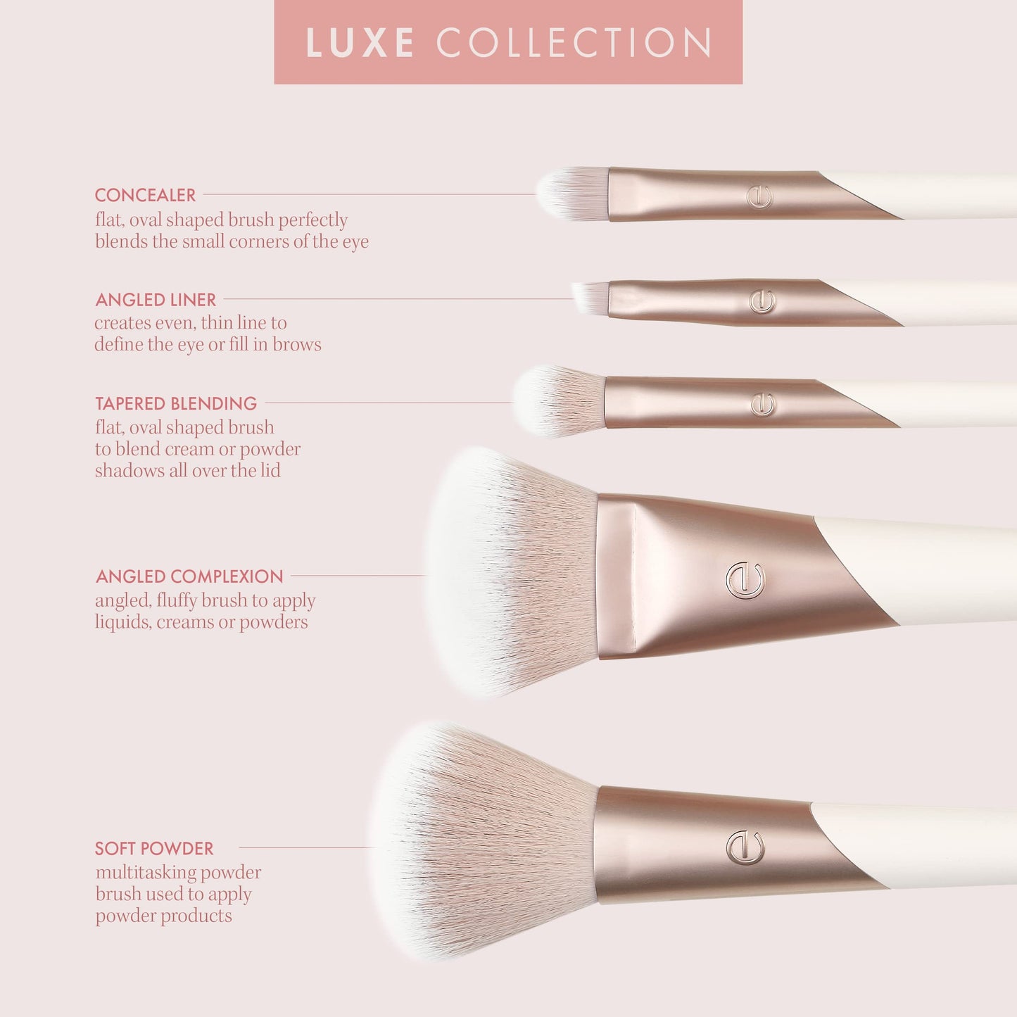 EcoTools Luxe Natural Elegance Professional Face Makeup & Foundation Brush Set, Premium Brush Kit For Face, Cheek, & Eye Makeup, Synthetic Makeup Beauty & Personal Care EcoTools