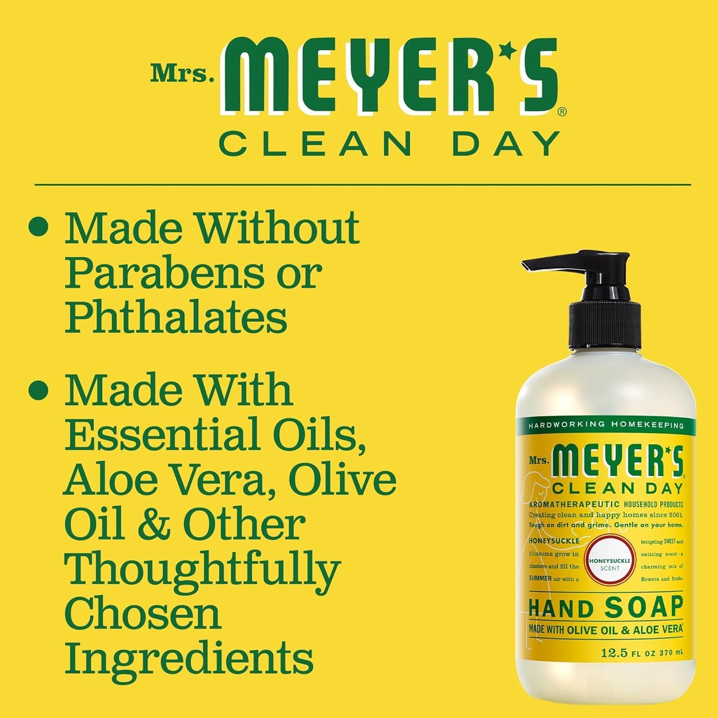 Mrs. MEYER'S Clean Day Hand Soap, Made with Essential Oils, Honeysuckle, 12.5 Fl oz (Pack of 2) Beauty & Personal Care Mrs. MEYER'S