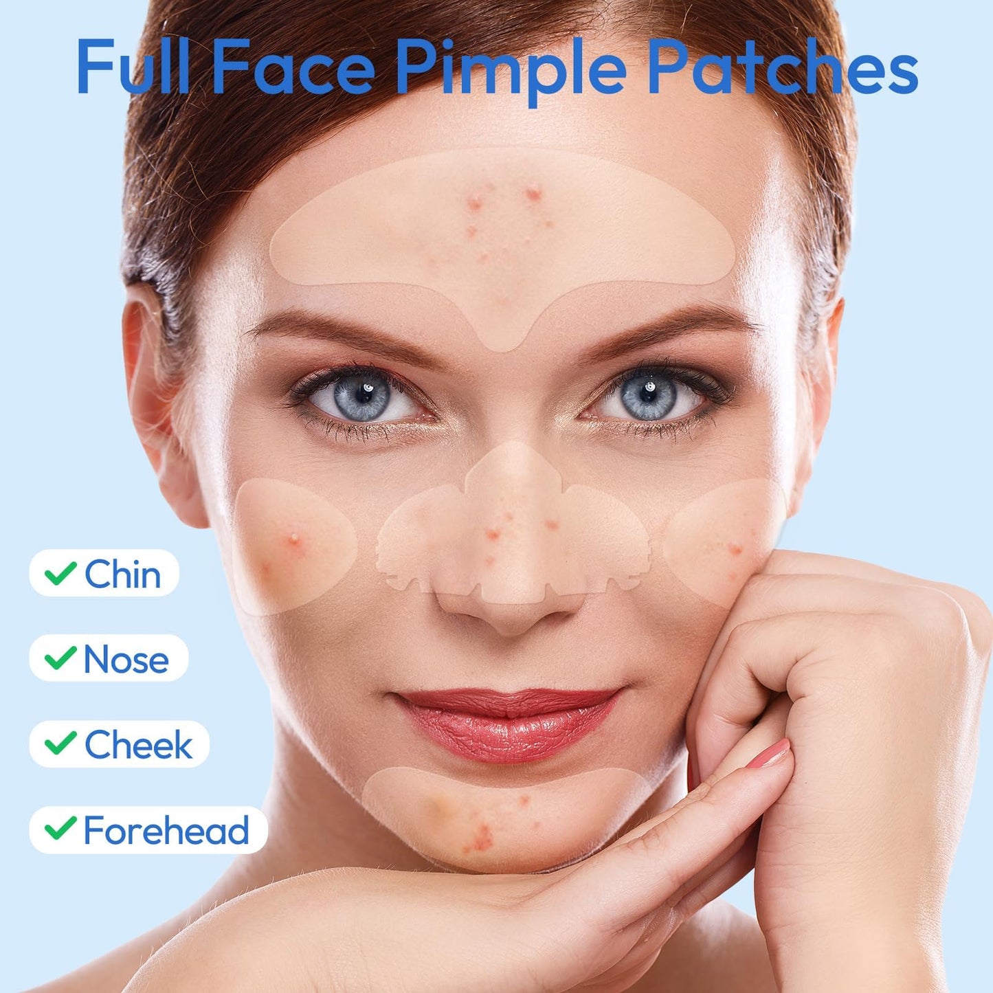 Full Face Pimple Patches (5 Pack, 25 Patches),XL Hydrocolloid Acne Patches for Whole Face,Nose,Chin,Forehead,Cheeks w/Tea Tree Oil&Salicylic Beauty & Personal Care Breiboz