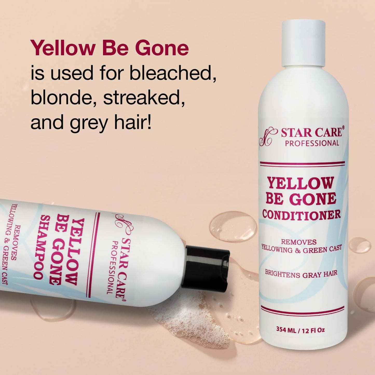 STAR CARE Yellow Be Gone Shampoo & Conditioner Set 12oz Each Clarifying Toning Duo for Blonde Gray Bleached Highlighted Hair Neutralizes Brass Beauty & Personal Care STAR CARE