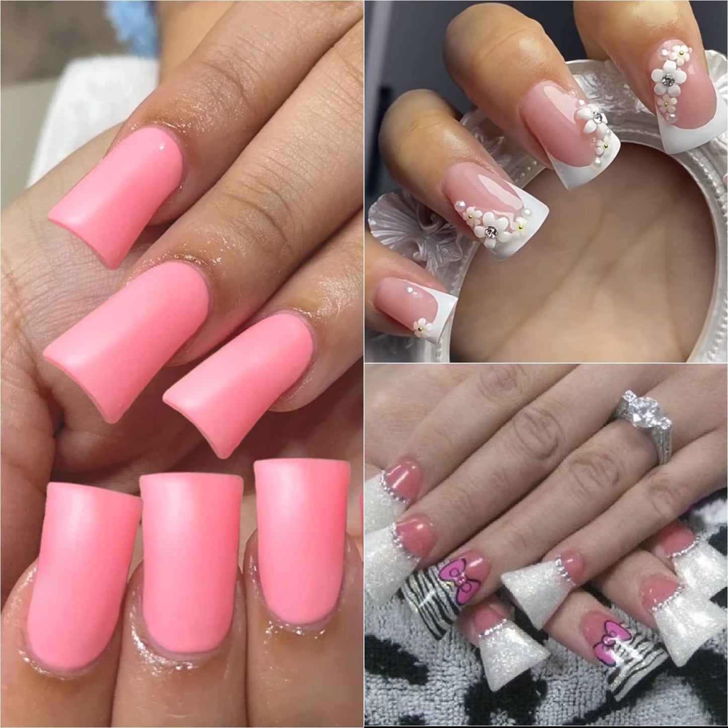 enForten 500 pcs Clear Crystal Duck Feet Style Duck Nail Tips Wide French False Nail Tips Acrylic Nail Beauty & Personal Care enforten