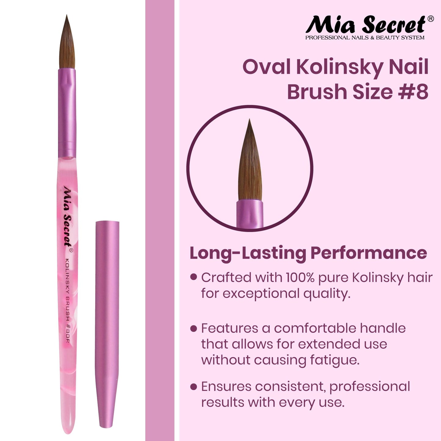 Mia Secret Oval Kolinsky Nail Brush Size #8 Beauty & Personal Care Mia Secret
