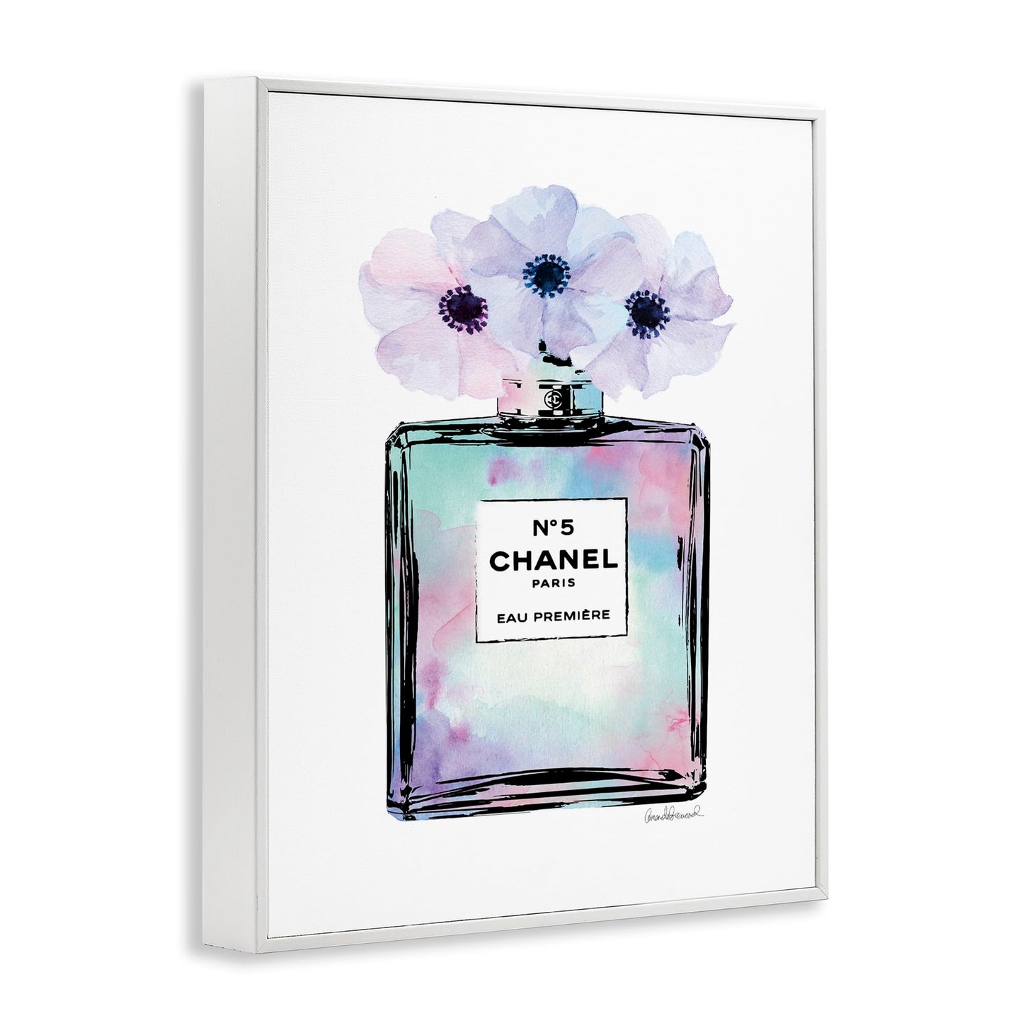 Stupell Industries Purple Flower Perfume Glam Fashion, Design by Amanda Greenwood White Framed Wall Art, 11 x 14, Blue,aa-536_wfr_11x14 Beauty & Personal Care Stupell Industries