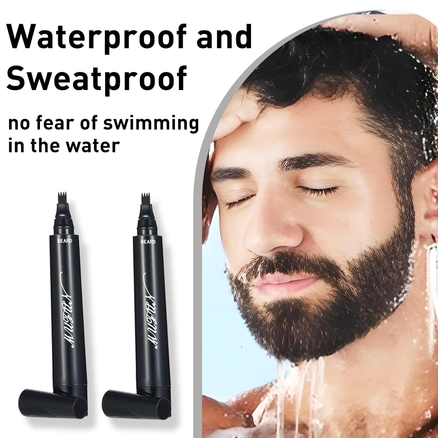 2PCS Beard Pencil Filler for Men - Sweat Proof, Water Resistance, Long Lasting & Natural Finish barber Pencil, Mustache Repair Shape(BLACK) Beauty and Personal Care MUFUN