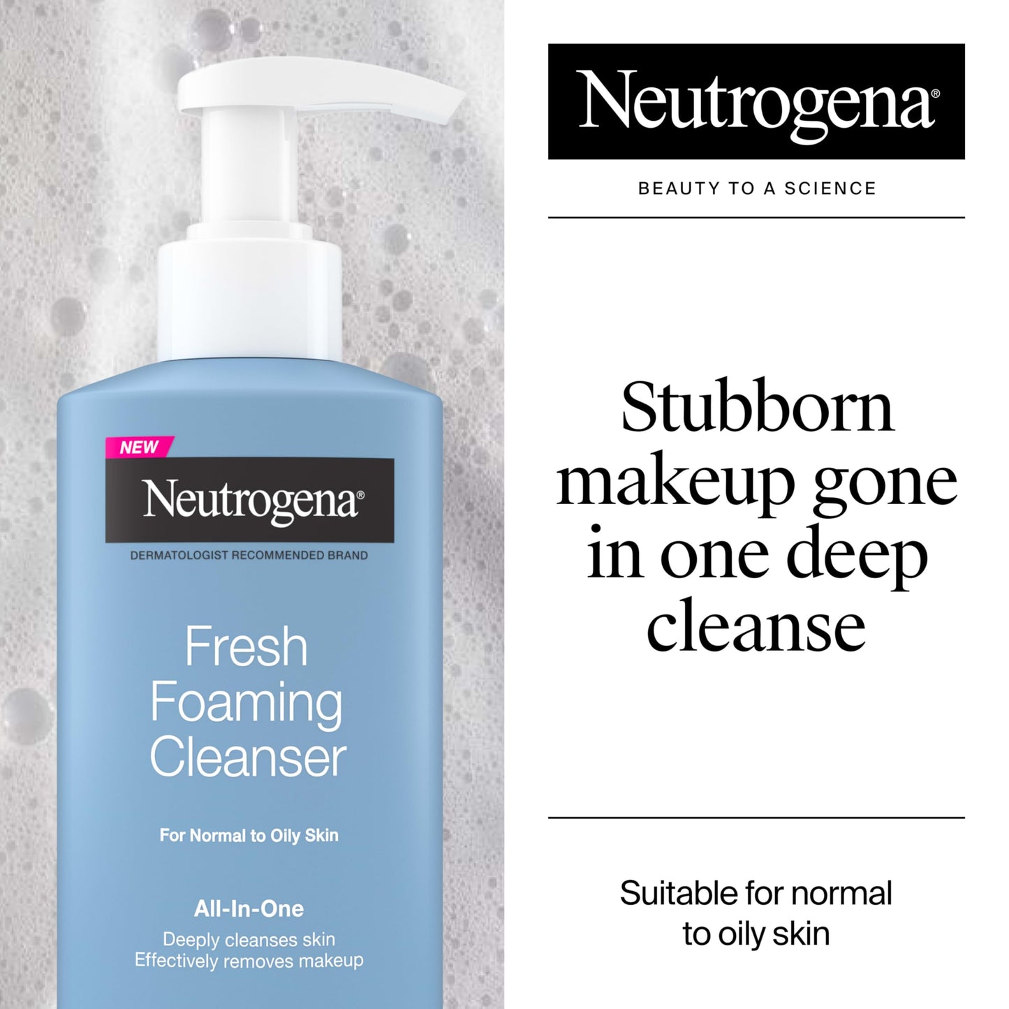 Neutrogena Fresh Foaming Facial Cleanser, All-In-One Makeup Remover Face Wash for Nor-mal to Oily Skin Deeply Cleanses & Removes Waterproof Makeup Beauty & Personal Care Neutrogena