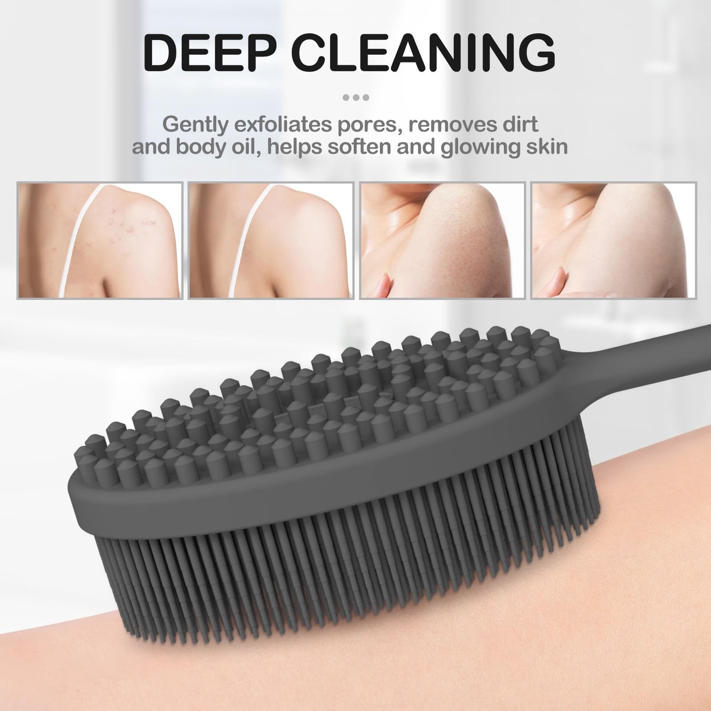 MateeyLife Silicone Body Scrubber Exfoliator with Handle, Gentle Back Scrubber for Shower, Bath Scrubber for Body Beauty and Personal Care MateeyLife