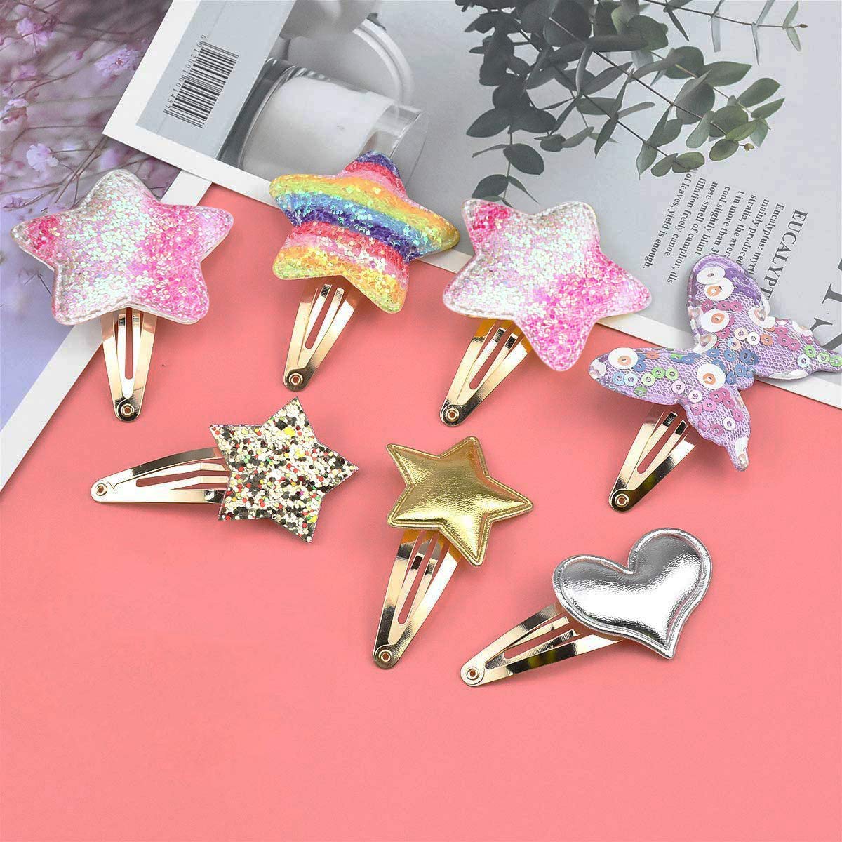 8 Pairs/16 Pack Hair Clips for Girls, Gingbiss Butterfly Metal Snap Hair Clips, Cute Girls Barrettes Heart Shaped Hair Clips Accessories for Kids Beauty & Personal Care Gingbiss