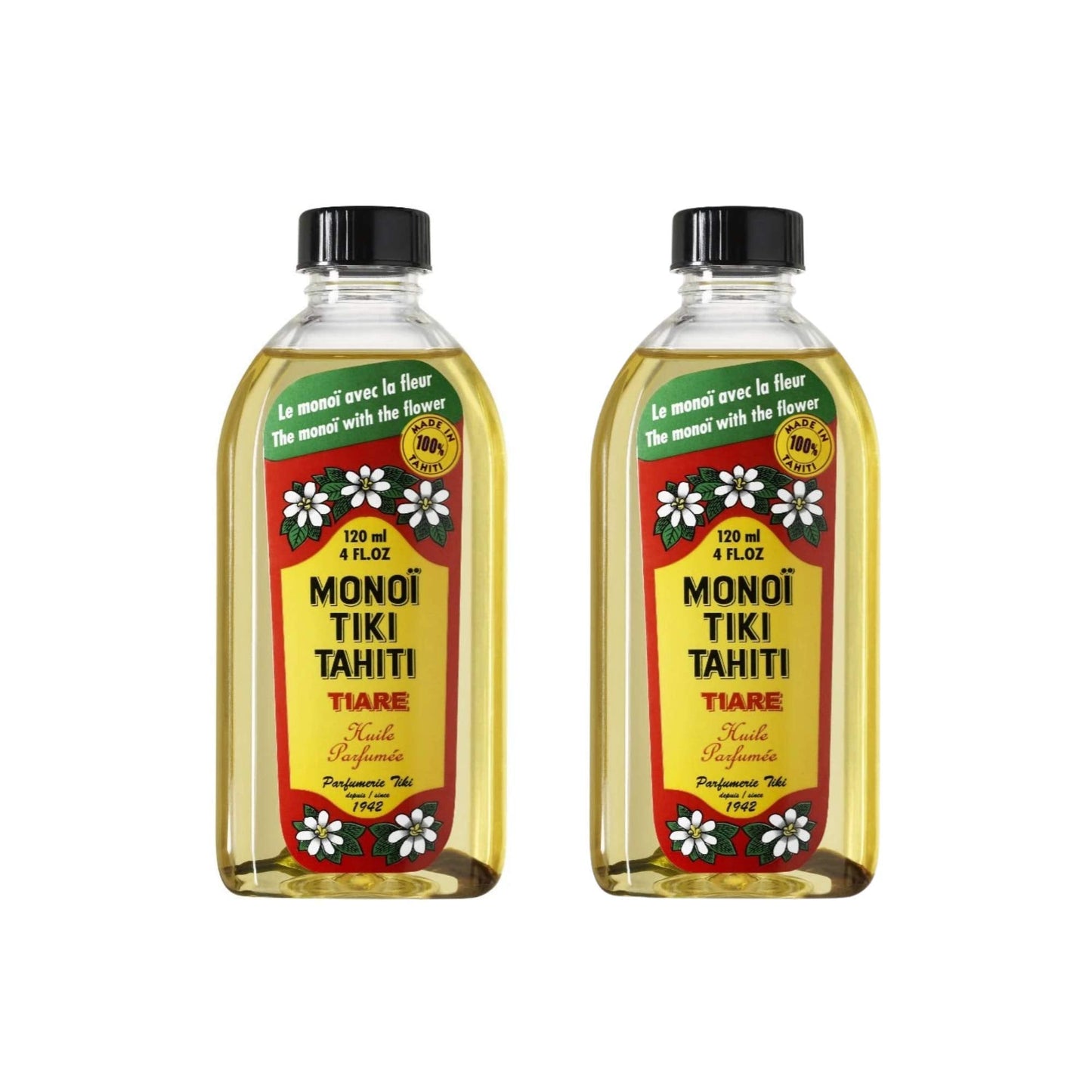 Monoi Tiki Tahiti - Tiare Coconut Oil - Original Tahitian Gardenia Fragrance - For Hydrated Skin and Hair - 4 fl. oz. (Pack of 2) Beauty & Personal Care Monoi Tiare Tahiti