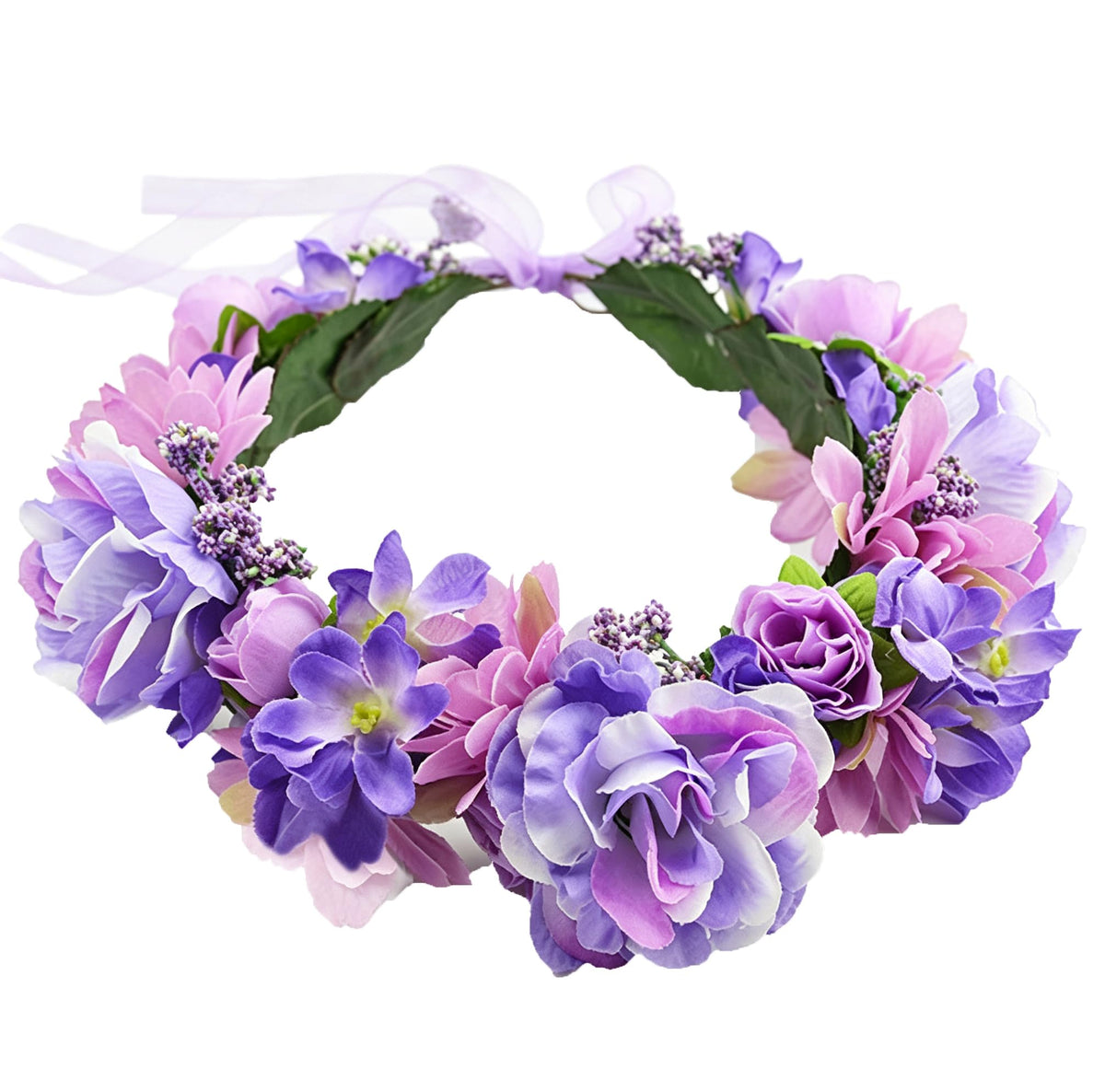 Vivivalue Rose Flower Crown Boho Flower Headband Wedding Party Purple