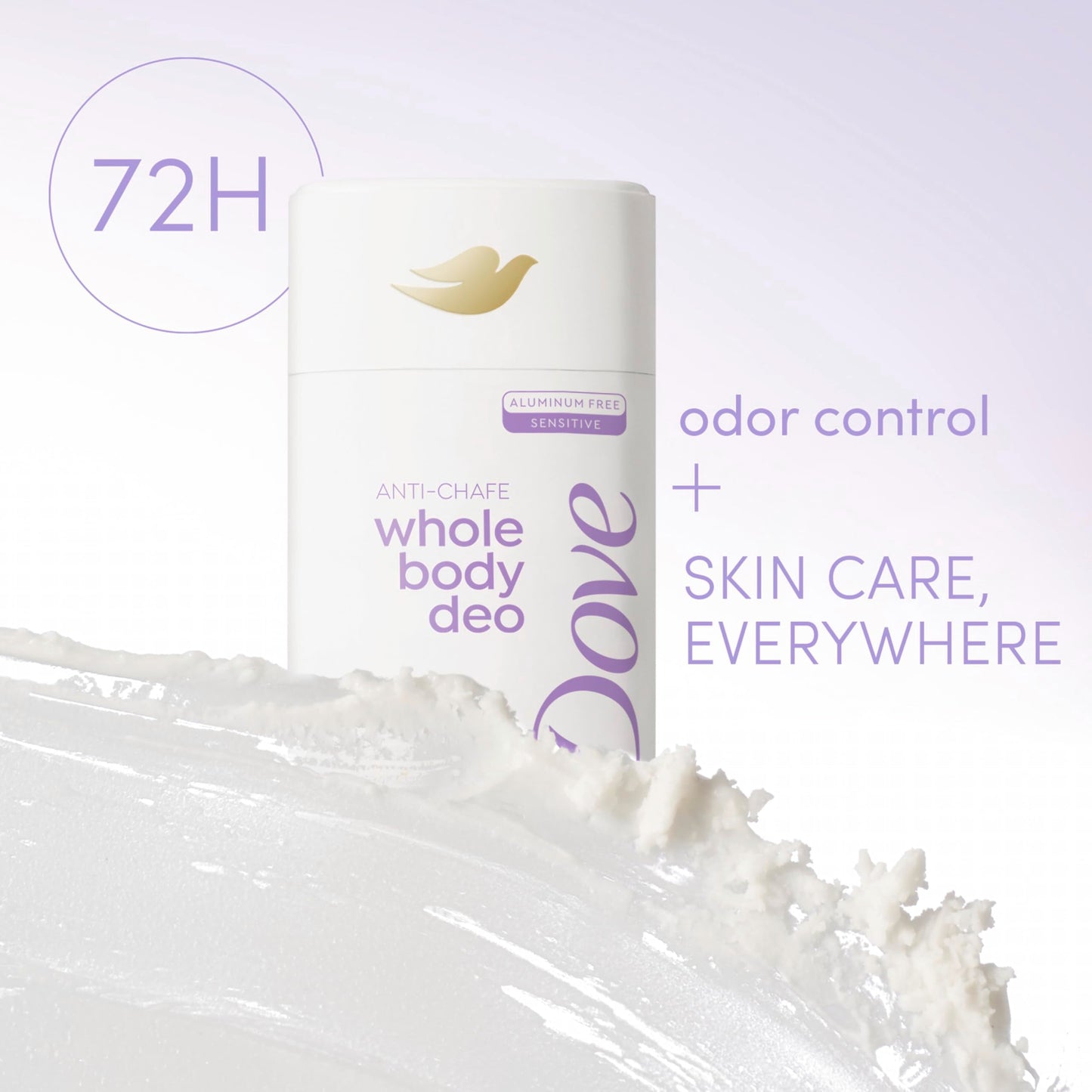 Dove Whole Body Deo Aluminum Free Anti-Chafe Deodorant Stick Coconut & Vanilla for 72h Odor Control 2.6 Oz Beauty and Personal Care Dove