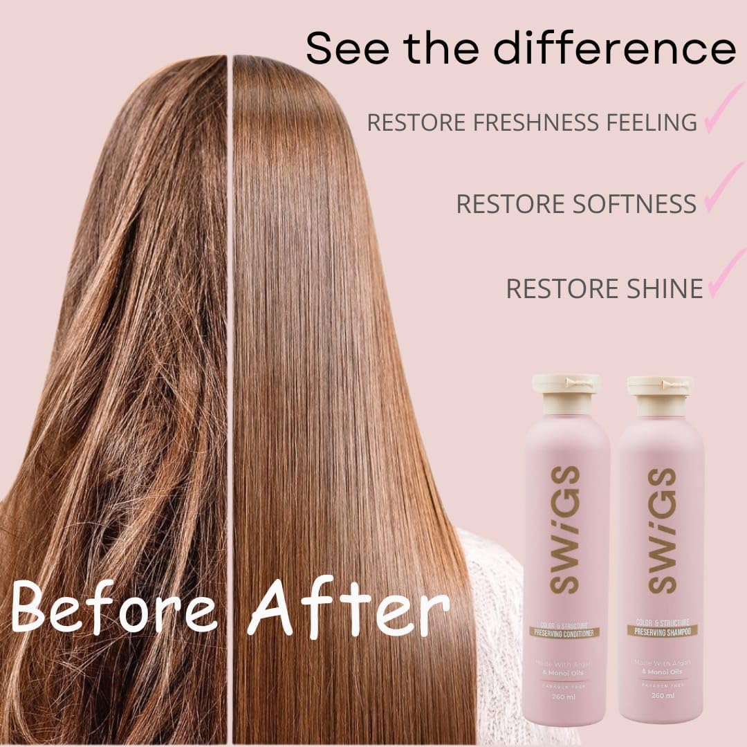 SWIGS Human & Synthetic Wig Shampoo & Conditioner set| Detangle Wig |Color-Safe| Promotes Body & Volume | Promote Silkiness & Shine | 2 Pack, 8 oz Beauty & Personal Care swigs