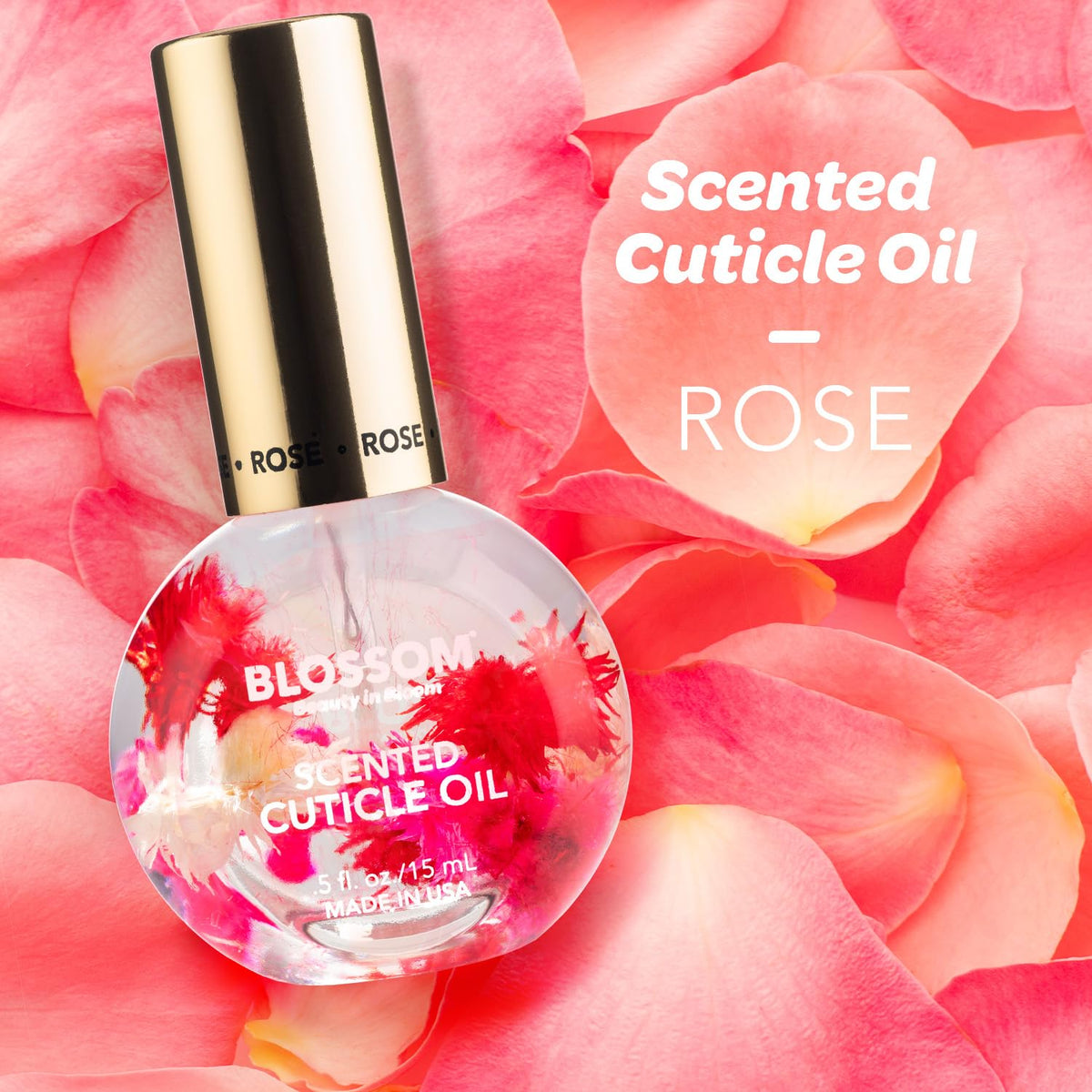 Blossom Scented Roll on Lip Gloss, Moisturizing Lip Gloss Tubes, Hydrating & Strengthening Scented Cuticle Oil with Real Flowers, 0.55 fl oz./19.4mL Beauty & Personal Care Blossom