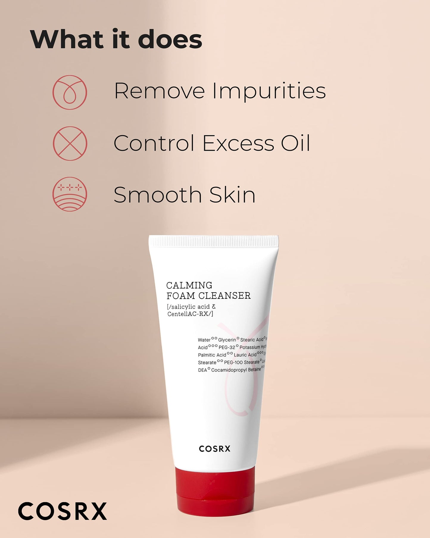COSRX AC Collection Calming Foam Cleanser, 150ml / 5.07 fl.oz | Salicylic Acid Acne Cleanser | Animal Testing Free, Paraben Free, Korean Skin Care Beauty & Personal Care COSRX