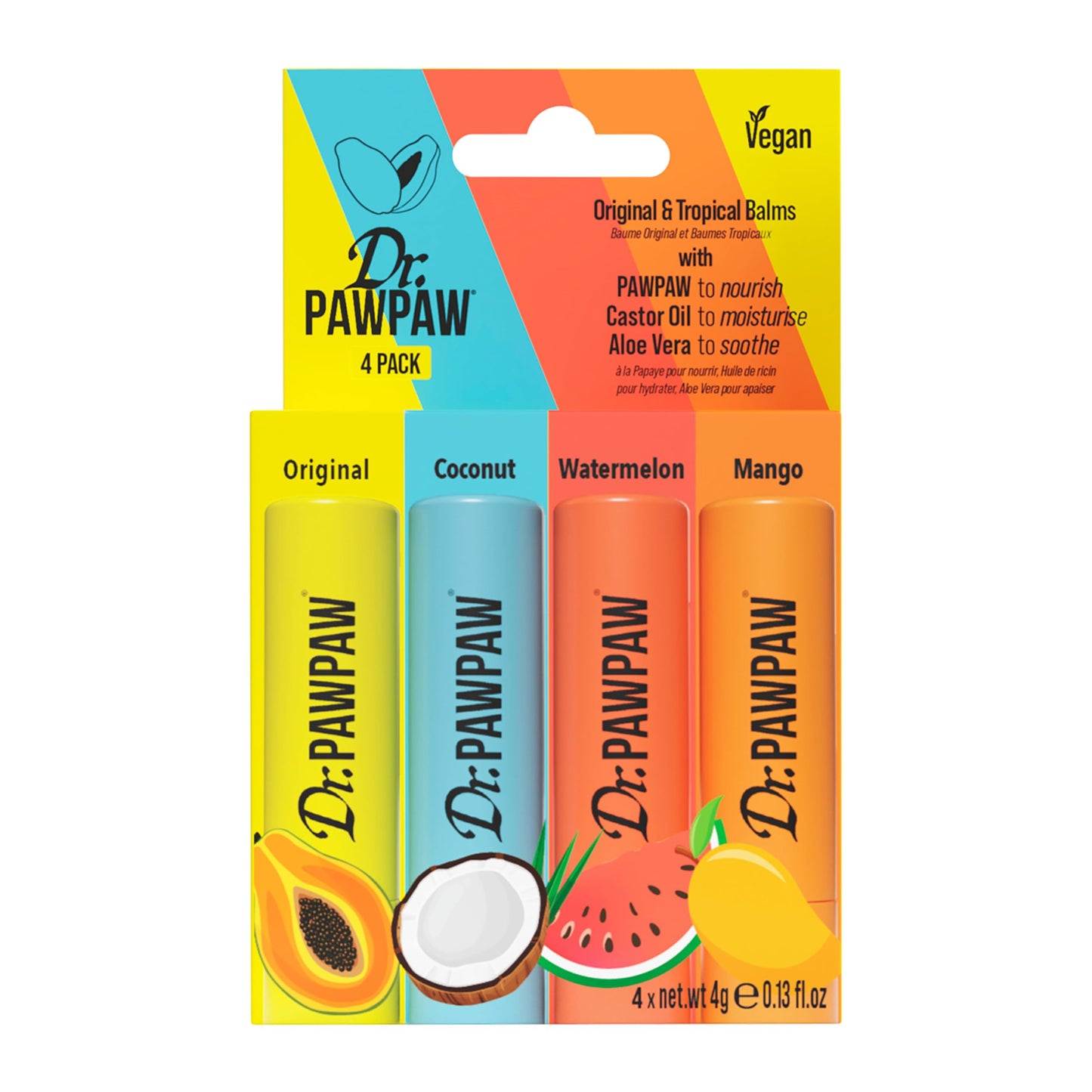 Dr. PawPaw Original and Tropical Balms - Hydrating Lip Balm Moisturizers with Aloe Vera for Deep Nourishment - Castor Oil Enriched - 4 pc Beauty and Personal Care Dr. PawPaw