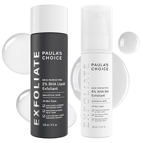 Paula's Choice SKIN PERFECTING 8% AHA Gel Exfoliant & 2% BHA Liquid Duo - Facial Exfoliants for Blackheads, Enlarged Pores, Wrinkles, and Fine Lines Beauty & Personal Care Paula's Choice