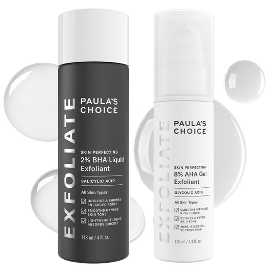 Paula's Choice SKIN PERFECTING 8% AHA Gel Exfoliant & 2% BHA Liquid Duo - Facial Exfoliants for Blackheads, Enlarged Pores, Wrinkles, and Fine Lines Beauty & Personal Care Paula's Choice