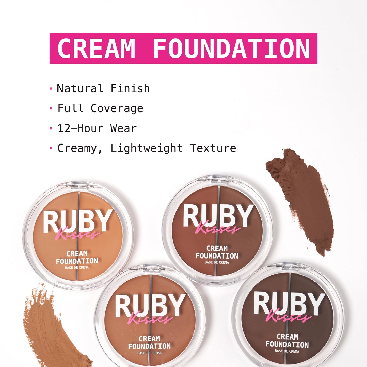 Ruby Kisses 3D Face Creator Cream Foundation & Concealer, 12 Hours Long Lasting, Medium to Full Coverage, Non-Greasy, Ideal for Makeup & Contour Beauty & Personal Care Ruby Kisses