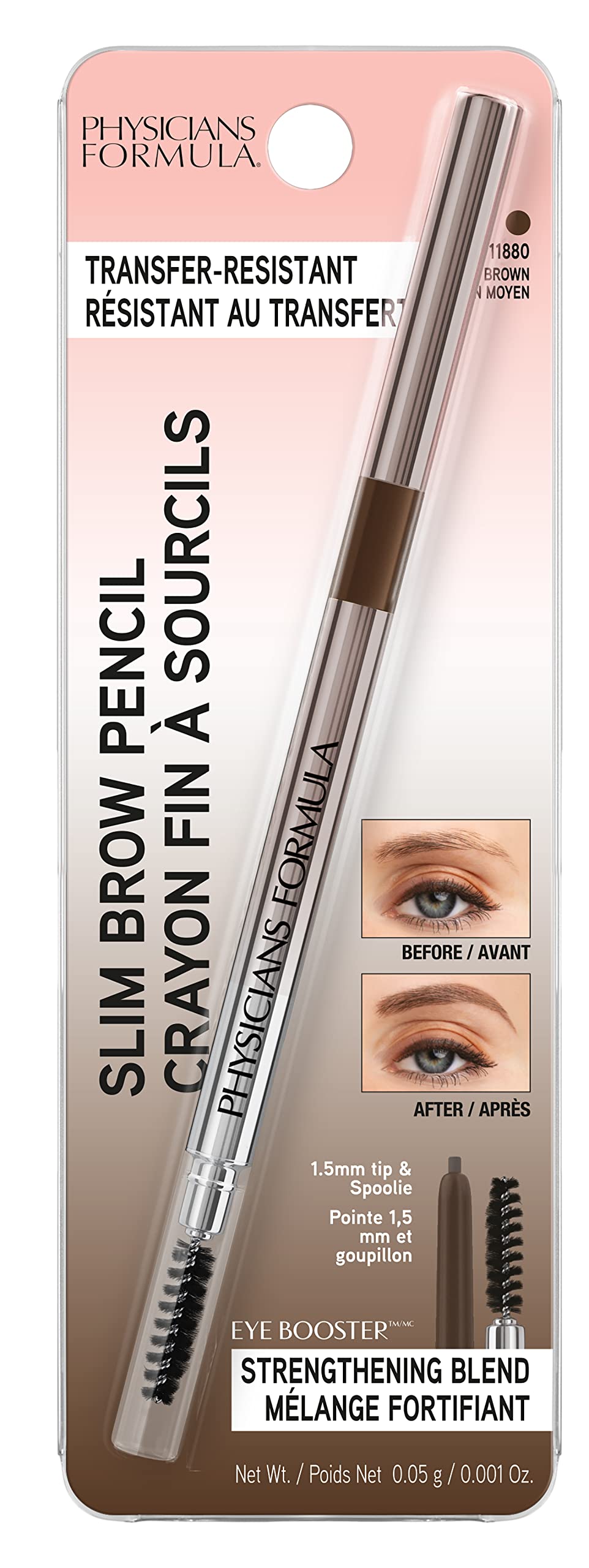 Physicians Formula Eyebrow Retractable Slim Definer Brow Pencil, Medium Brown, Dual-Sided Brow Brush, Fine Tip, Shapes, Defines, Fills… Beauty & Personal Care Physicians Formula