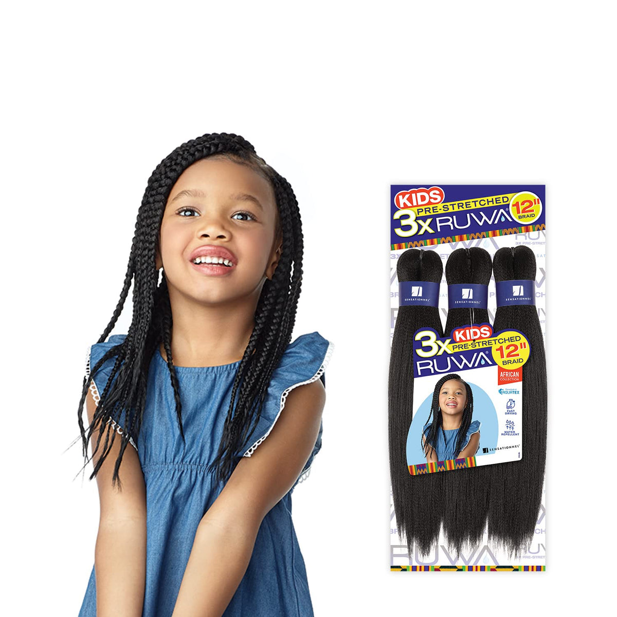 Sensationnel Ruwa 3X Pre-Stretched Kids Braid 12 (Color:SM1B/27, Pack of 4)