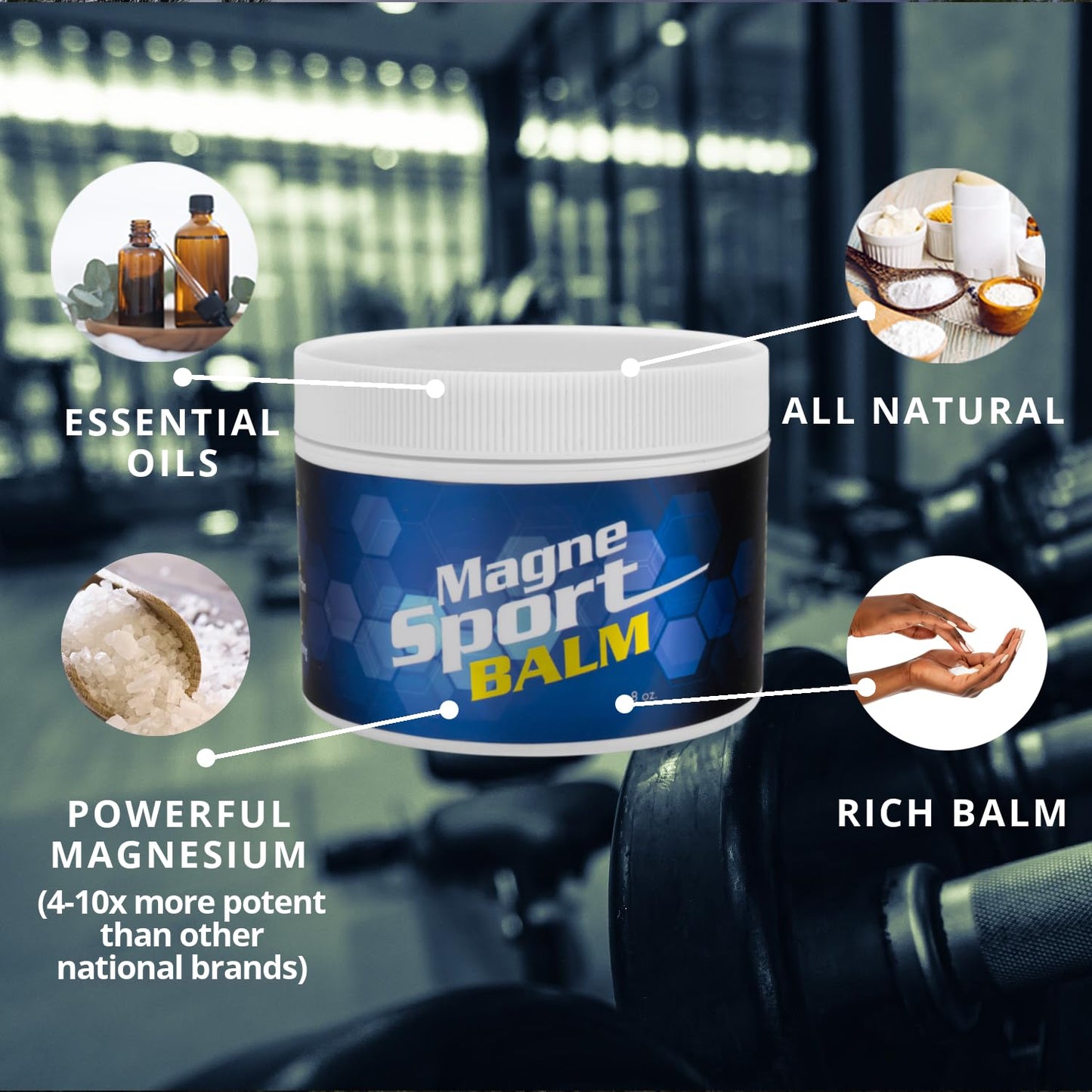 MagneSport Topical Magnesium Balm for Athletic Recovery - 4oz Jar Beauty and Personal Care MG12 THE POWER OF MAGNESIUM