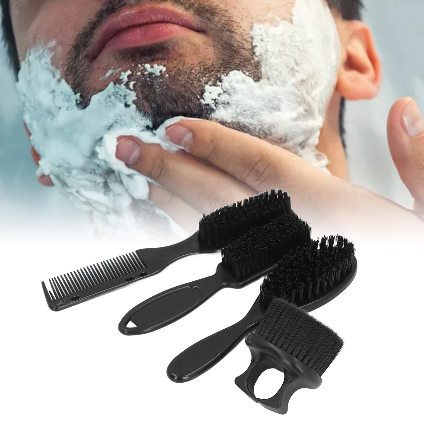 ZJchao 4pcs Men Beard Brush Set, Reinforced Nylon Hair Beard Styling Brush Set Ergonomic Handle Comb Brush Men Beard Brush Kit Beard Grooming Tools Beauty and Personal Care ZJchao
