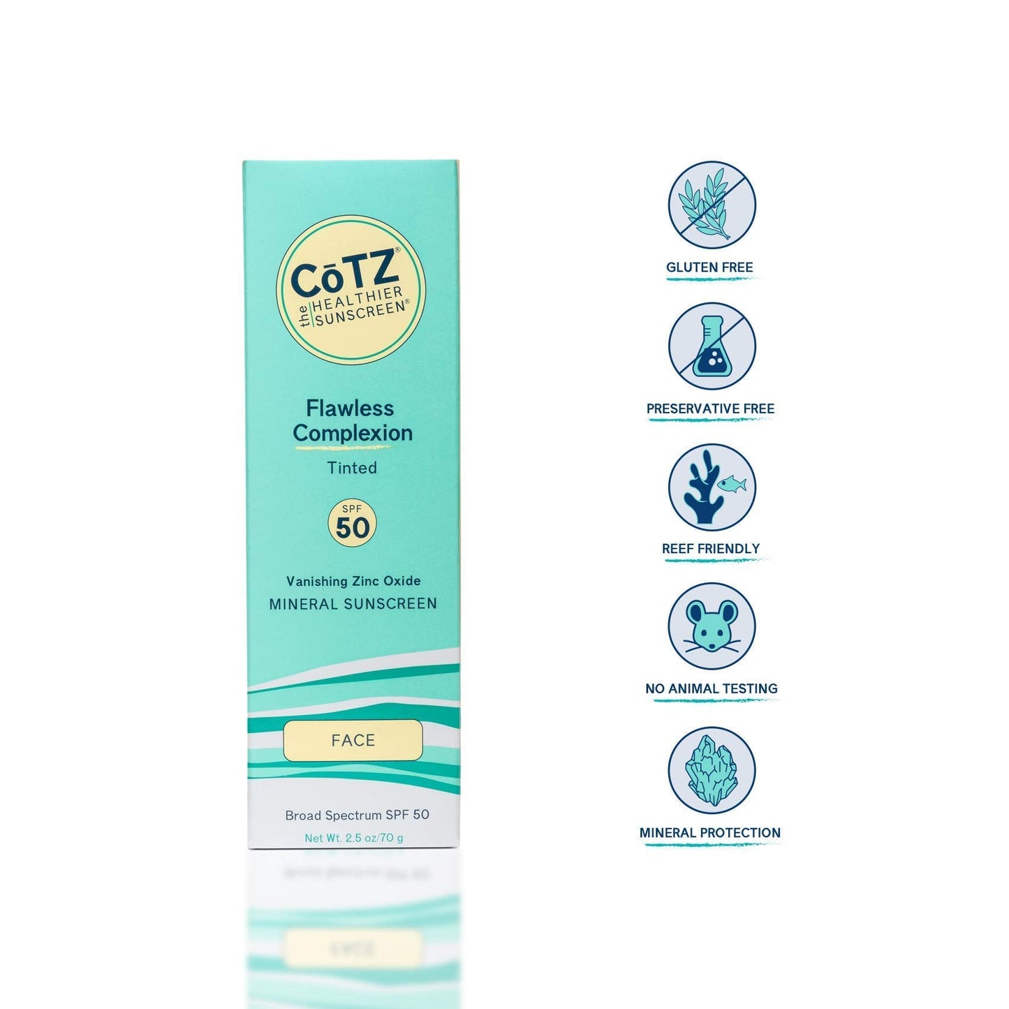 CoTZ Skincare | Flawless Complexion | Lightly Tinted | Facial Mineral Sunscreen Broad Spectrum SPF 50; 2.5 oz / 70 g Beauty & Personal Care CoTZ