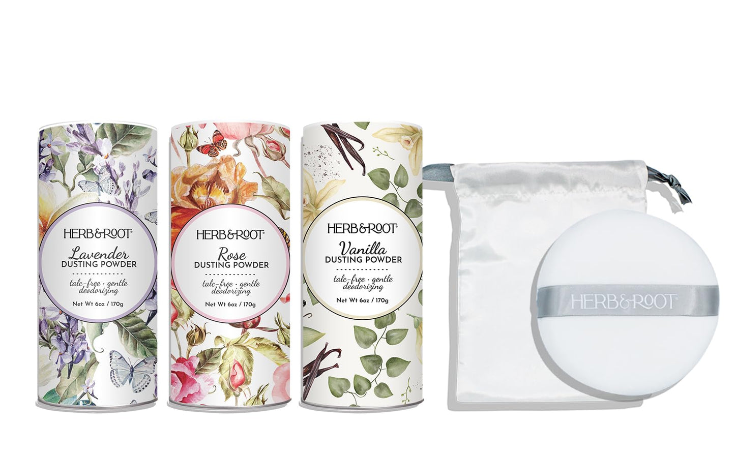 Herb & Root Body Powder Gift Set- Oprah's Favorite Things, 3 Talc-Free Scents: Lavender, Rose, Vanilla, Large Puff Beauty and Personal Care Herb & Root Default Title