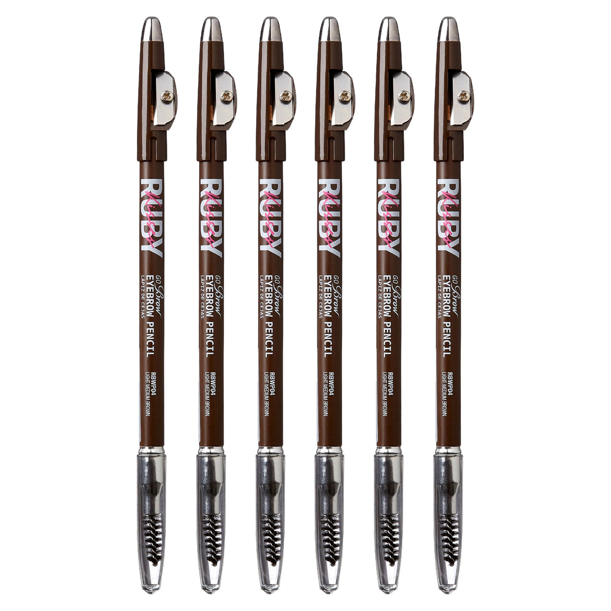 Kiss Go Brow Eyebrow Wooden Pencil Light Medium Brown(6 Pieces) Beauty & Personal Care Ruby Kisses