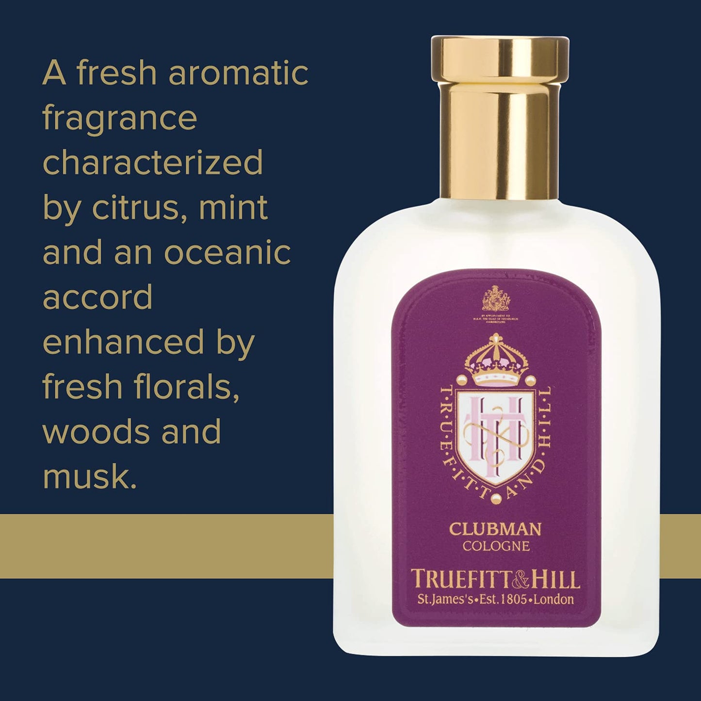Truefitt & Hill Luxury Cologne - Premium Long-Lasting Bergamot and Lavender Men's Clubman Scented Fragrance, Presented in a Beautifully Etched Beauty & Personal Care Truefitt & Hill