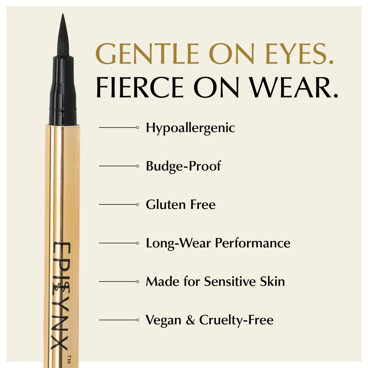 Liquid Eyeliner - Hypoallergenic Eyeliner with Fine Brush Tip, Long-Lasting Waterproof Eye Liner - Cruelty-Free, Vegan, Hypoallergenic, Gluten-Free Beauty & Personal Care EPILYNX