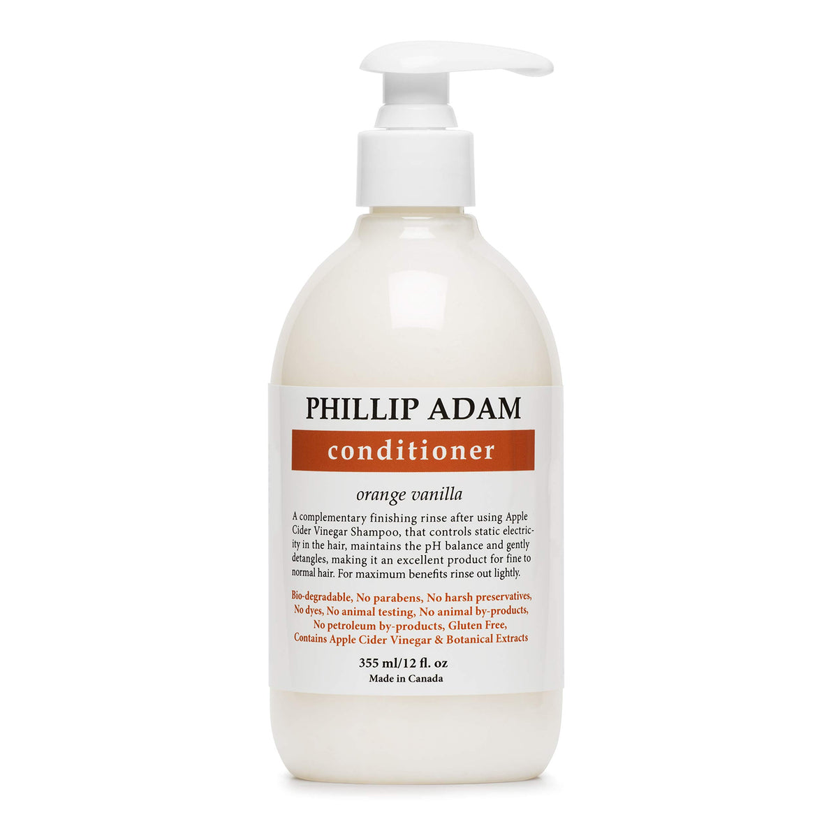 Phillip Adam Orange Vanilla Conditioner for Smooth and Shiny Hair - No Harsh Chemicals - Safe for Color Treated Hair - Delicious Natural Scent - 12