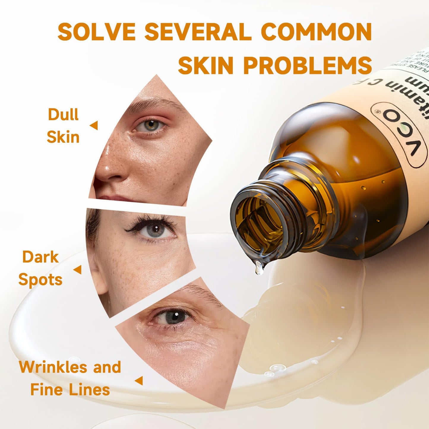 VGO Vitamin C Serum for Face, Vit C Anti Aging Serum with Hyaluronic Acid & Vitamina E, Deep Hydration Facial Care for All Skin Types, 1.01oz / 30ml Beauty & Personal Care VGO