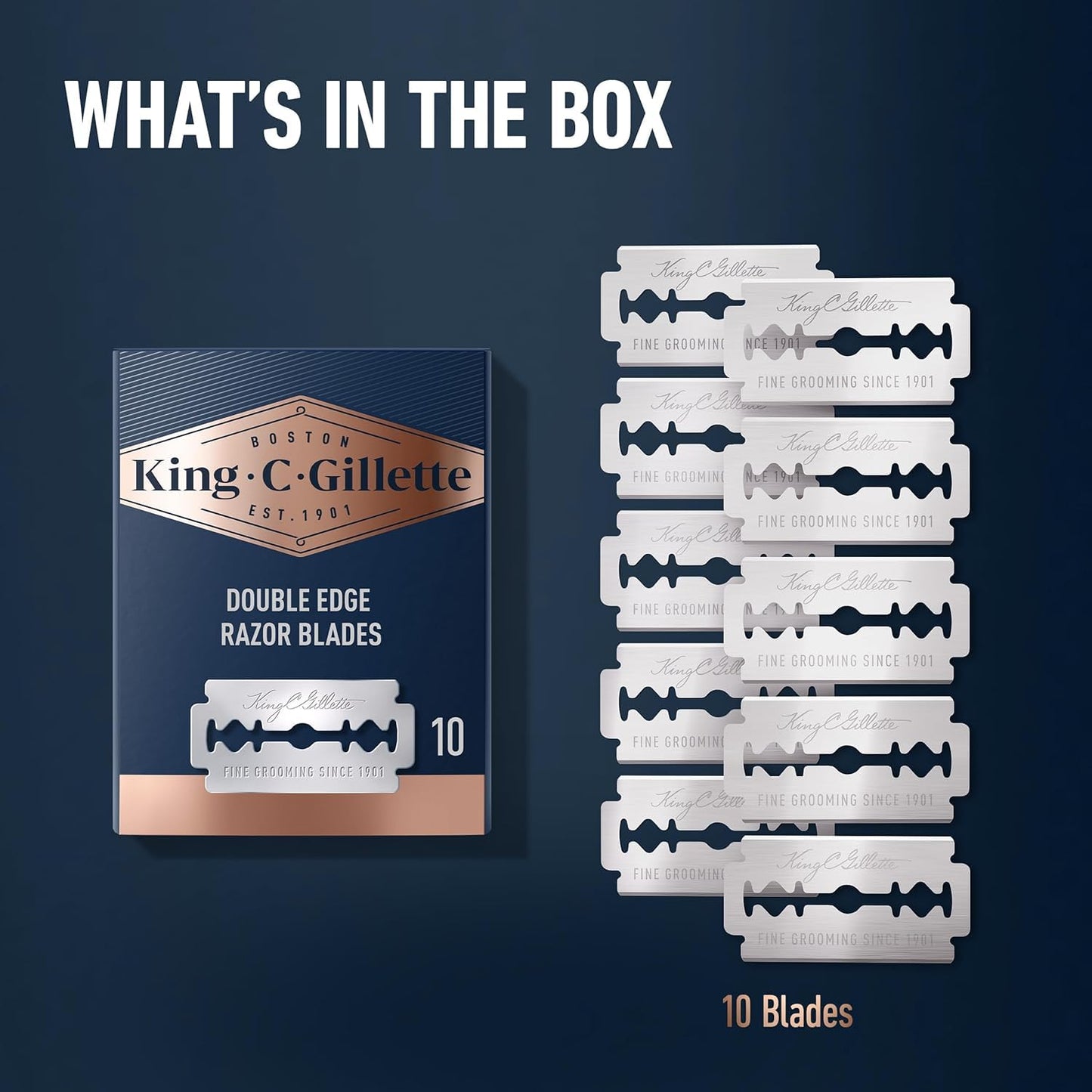 King C. Gillette Double Edge Safety Razor Blades 10 count, Stainless Steel Platinum Coated Blades Beauty and Personal Care King C. Gillette