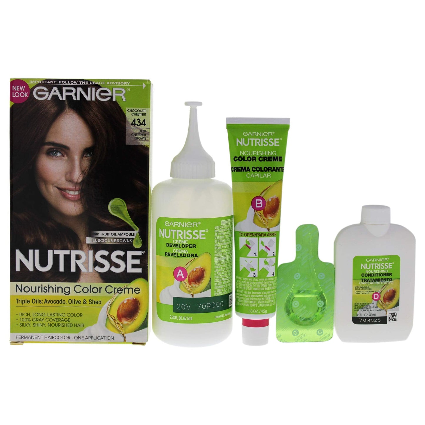 Garnier Nutrisse Nourishing Hair Color Creme, 434 Deep Chestnut Brown (Chocolate Chestnut) (Packaging May Vary) Beauty & Personal Care Garnier