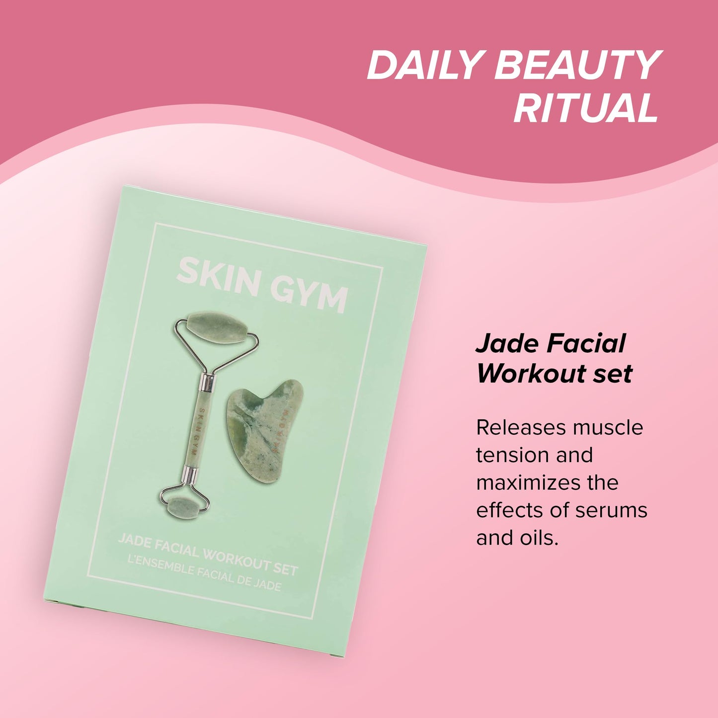 Skin Gym Jade Facial Roller & Gua Sha Tool Workout Set, Revitalizing Skincare for Enhanced Glow & Smooth Skin Beauty & Personal Care SKIN GYM