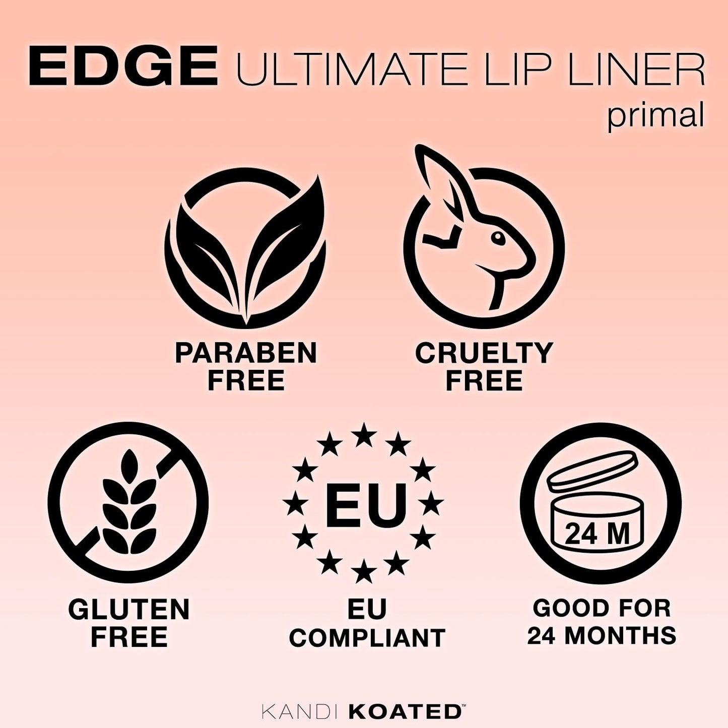 Kandi Koated Edge Lip Liner Pencil [Primal] | Paraben-Free, Cruelty-Free Formula with Vitamin E and C | Beauty & Makeup Beauty & Personal Care Kandi