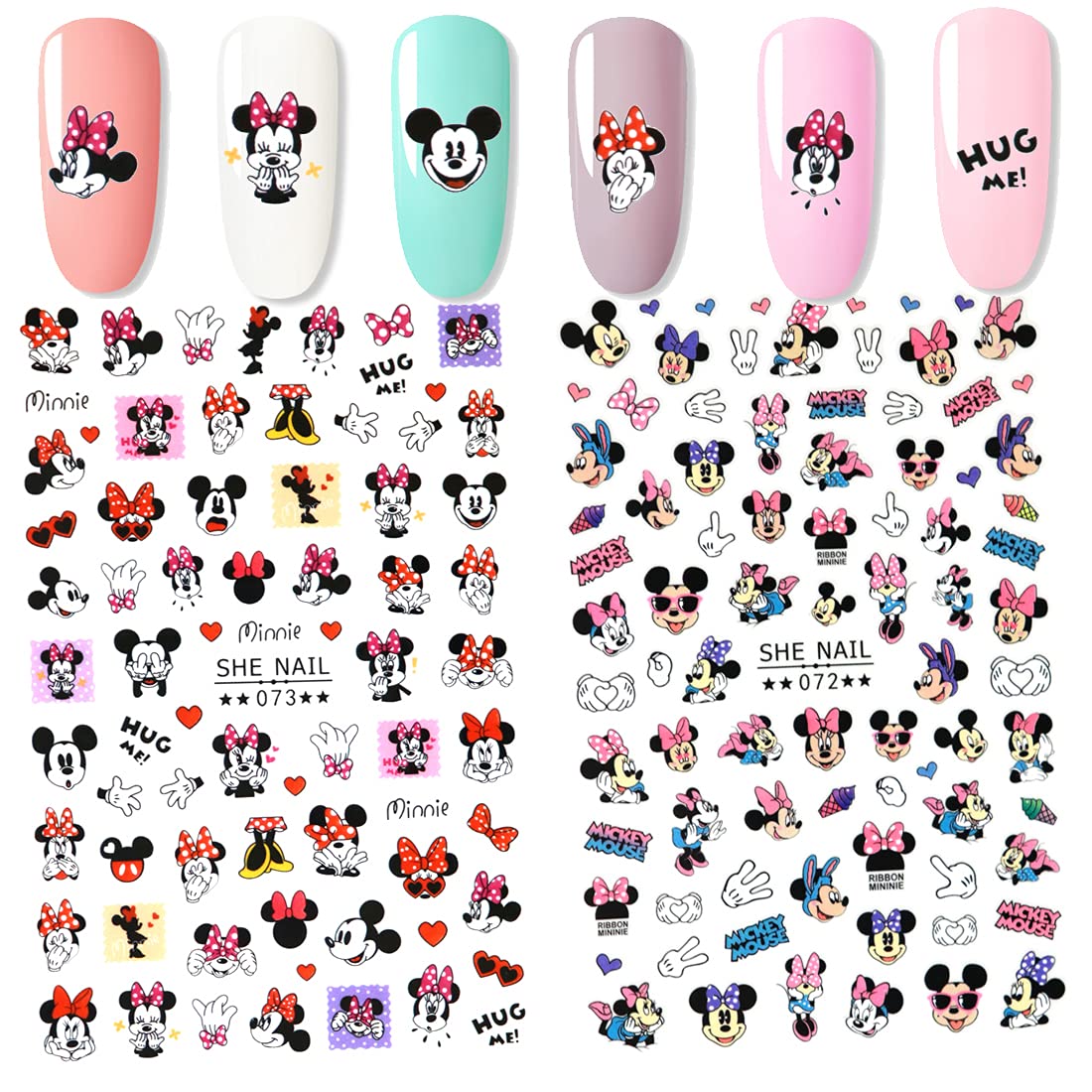 2Pieces 3D Mouse Nail Stickers Cute Kawaii Cartoon Nail Stikers Self-Adhesive Nail Decals for Women Girls Kids Nail Art Stickers (75+Decals) Beauty & Personal Care Emifunny