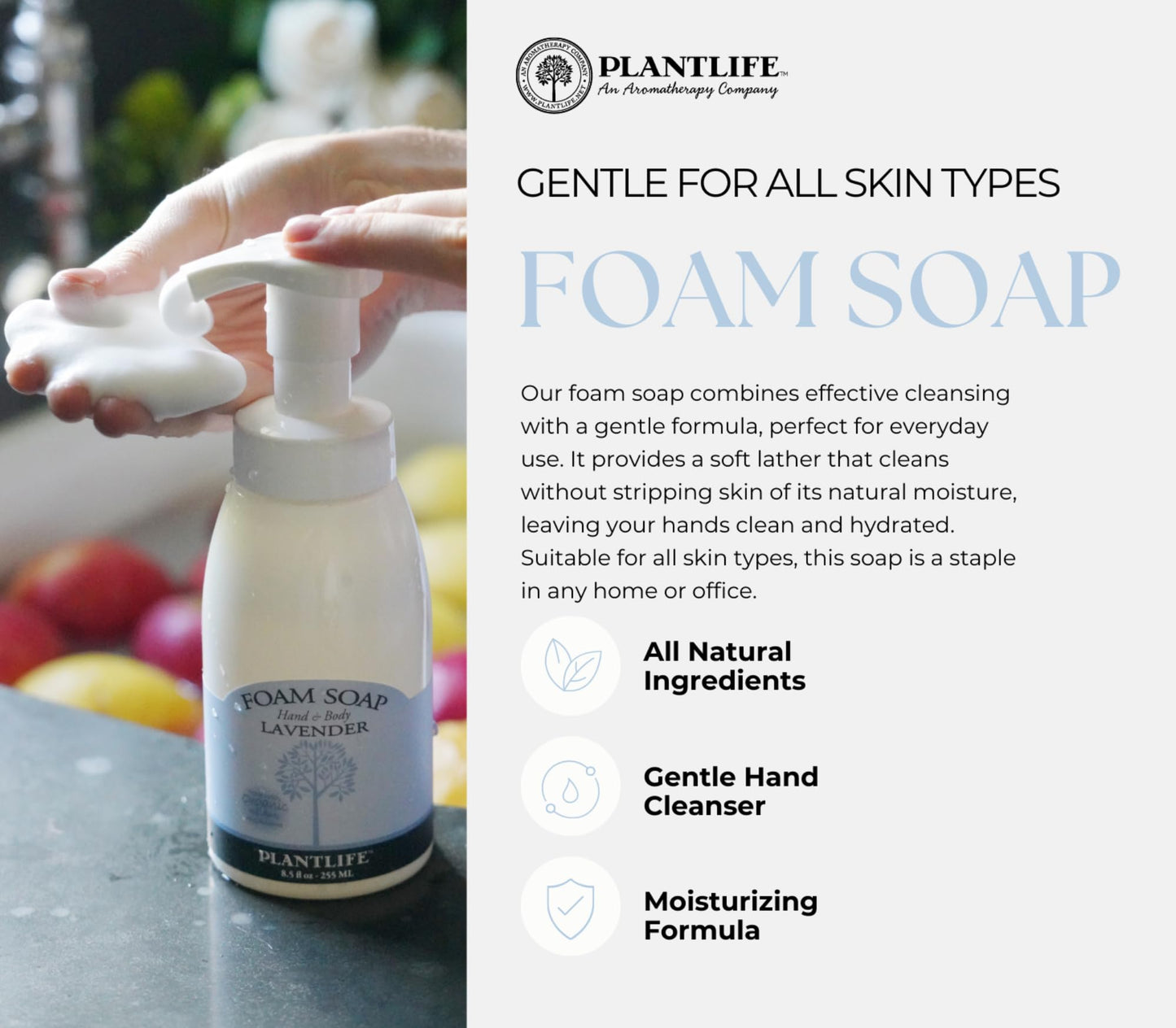 Plantlife Patchouli Foam Soap Refill - Moisturizing Plant Based Foam Soap for All Skin Types - Ideal as a Hand & Body wash, Shaving Cream, & Foaming Beauty & Personal Care Plantlife