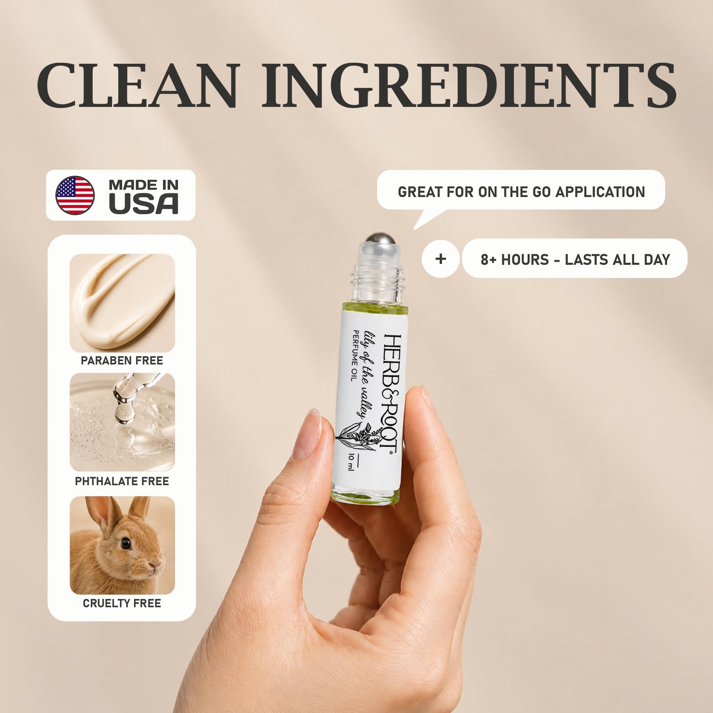 Herb & Root Lily of the Valley Perfume for Women Oil Roll On | Light, Fresh Muguet Fragrance | Long-Lasting, Clean, Alcohol-Free Scent Beauty & Personal Care Herb & Root