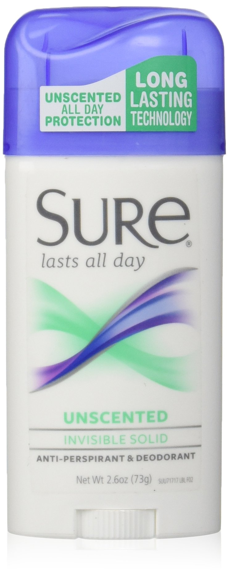 Sure Invisible Solid Anti-Perspirant and Deodorant, Unscented, 2.6-Ounces (Pack of 6) Beauty and Personal Care Sure