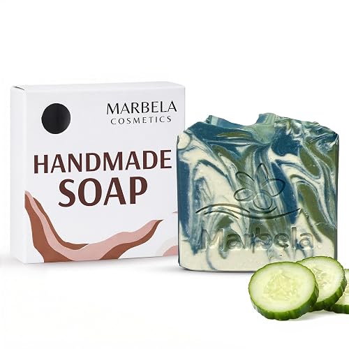 Marbela Cosmetics Zen Garden Handmade Soap Bar - Hydrating Cooling Cucumber Green Tea Face & Body Soap - Vegan Cruelty Free Artisan 3.5 Oz Beauty & Personal Care Marbela